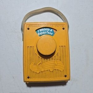 1977 Fisher Price Music Box Pocket Radio, " I Whistle A‎ Happy Tune "used,rare